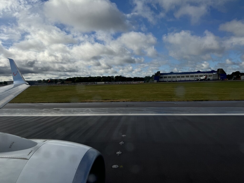 a plane on the runway