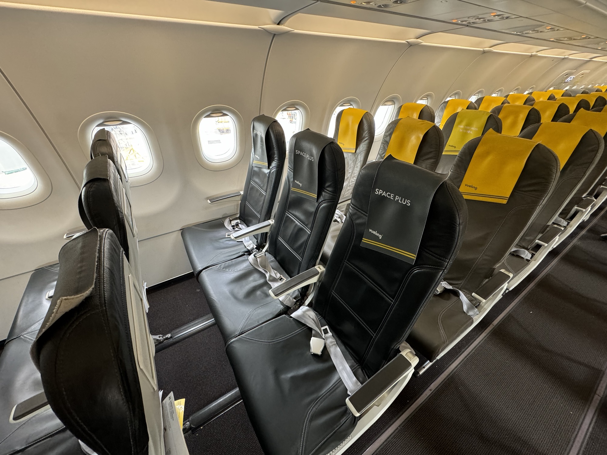 a row of seats in an airplane