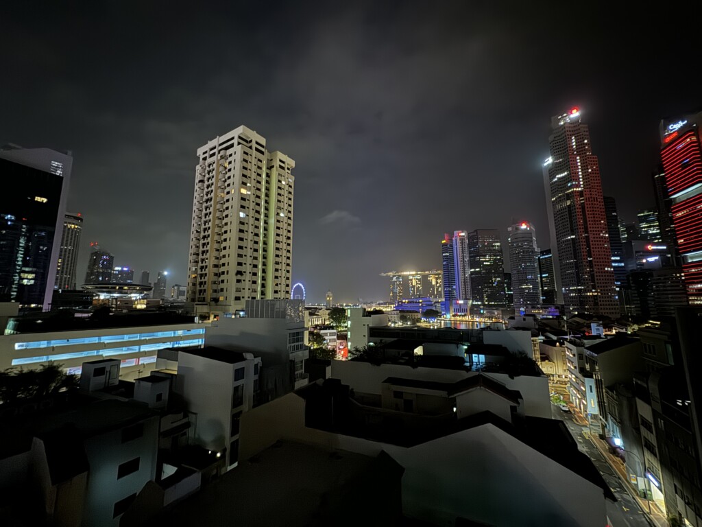 a city skyline at night