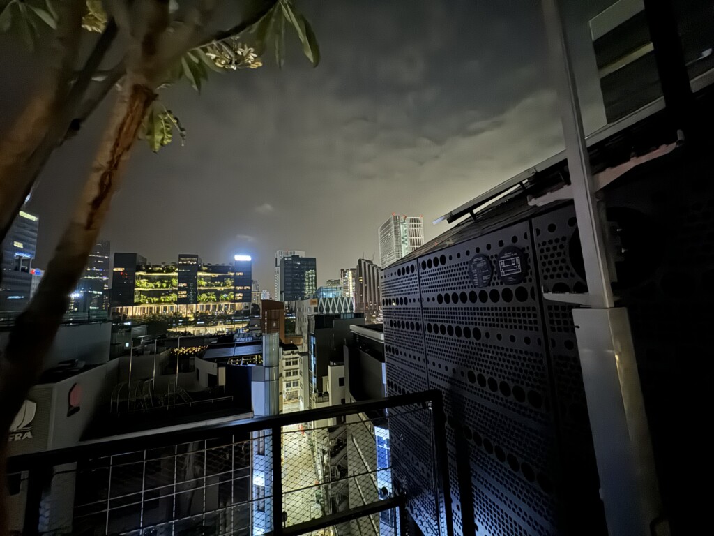 a view of a city from a balcony