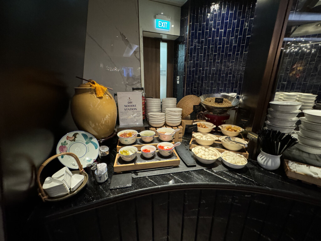 a table with bowls of food