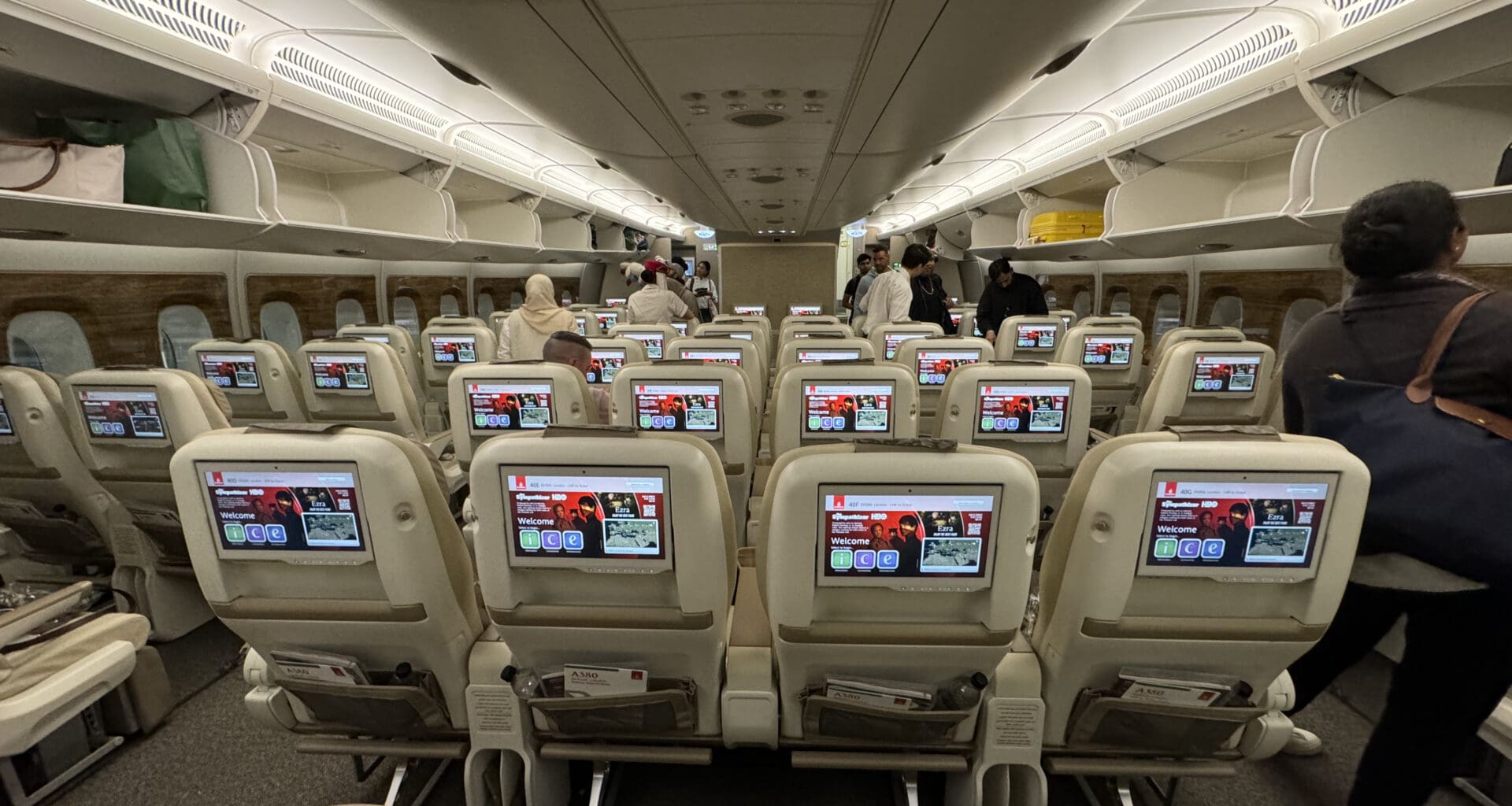 a group of people in an airplane