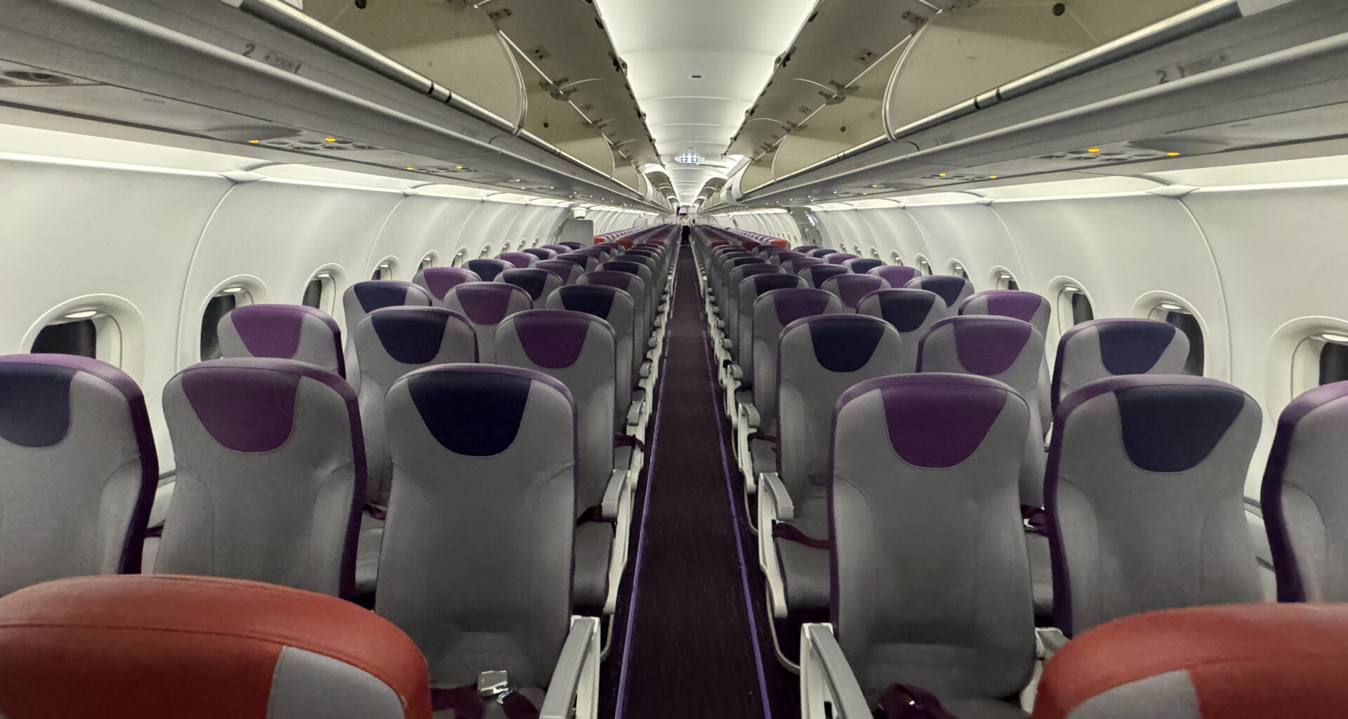 rows of seats in an airplane