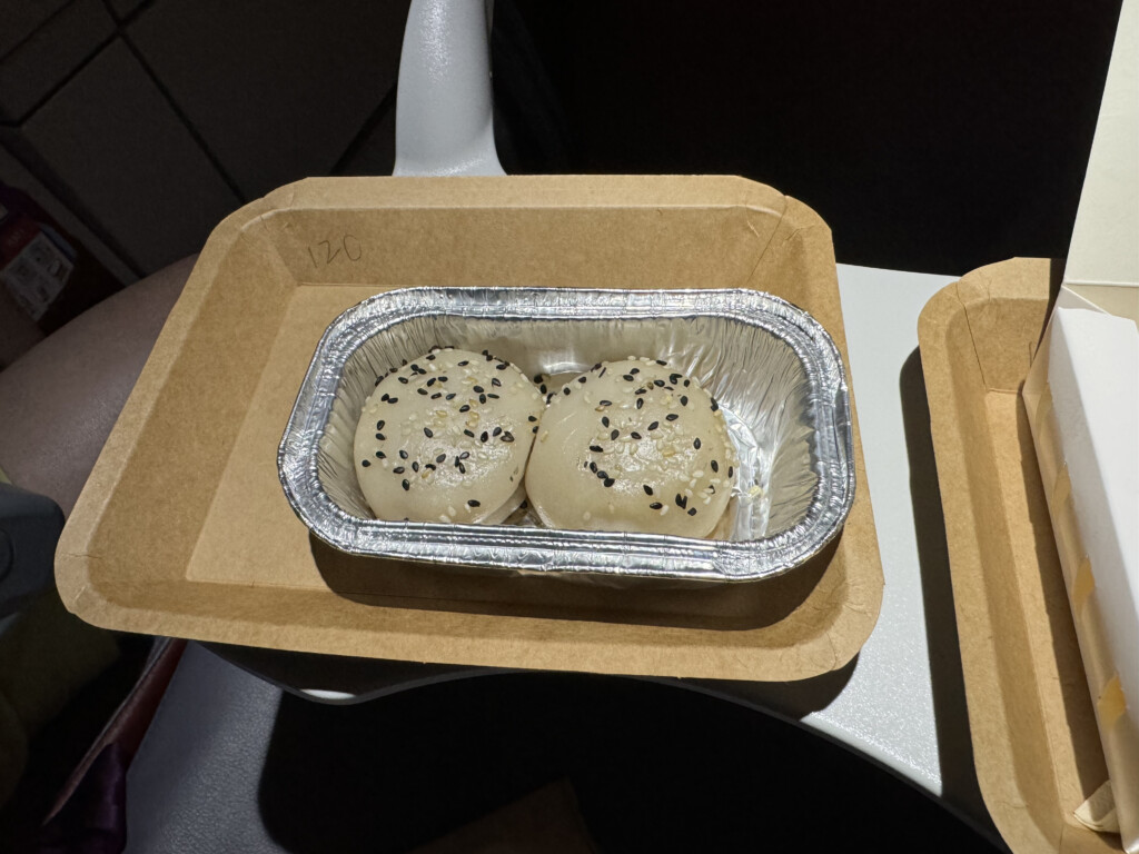 food in a tray on a table