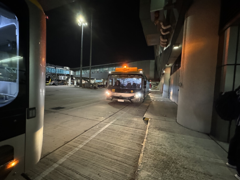 a bus parked at an airport