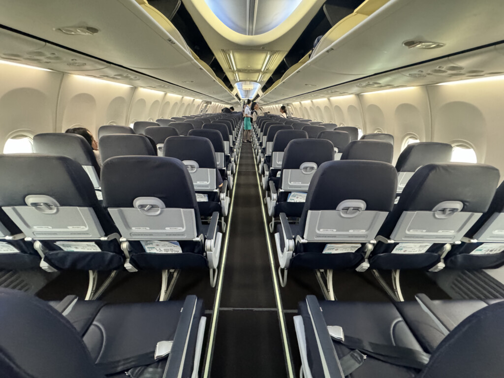 an airplane with rows of seats