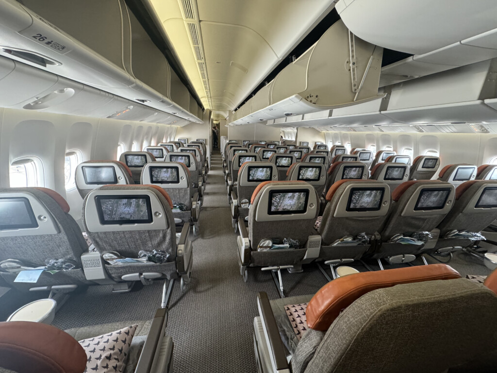 an airplane with rows of seats