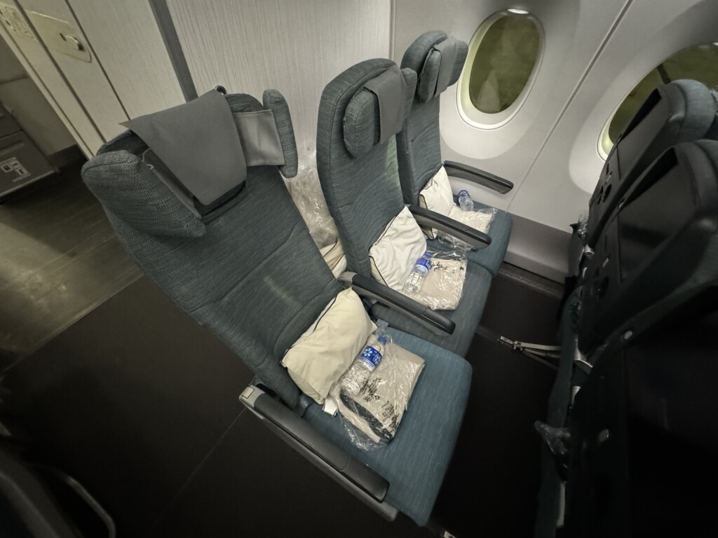 a row of seats in an airplane