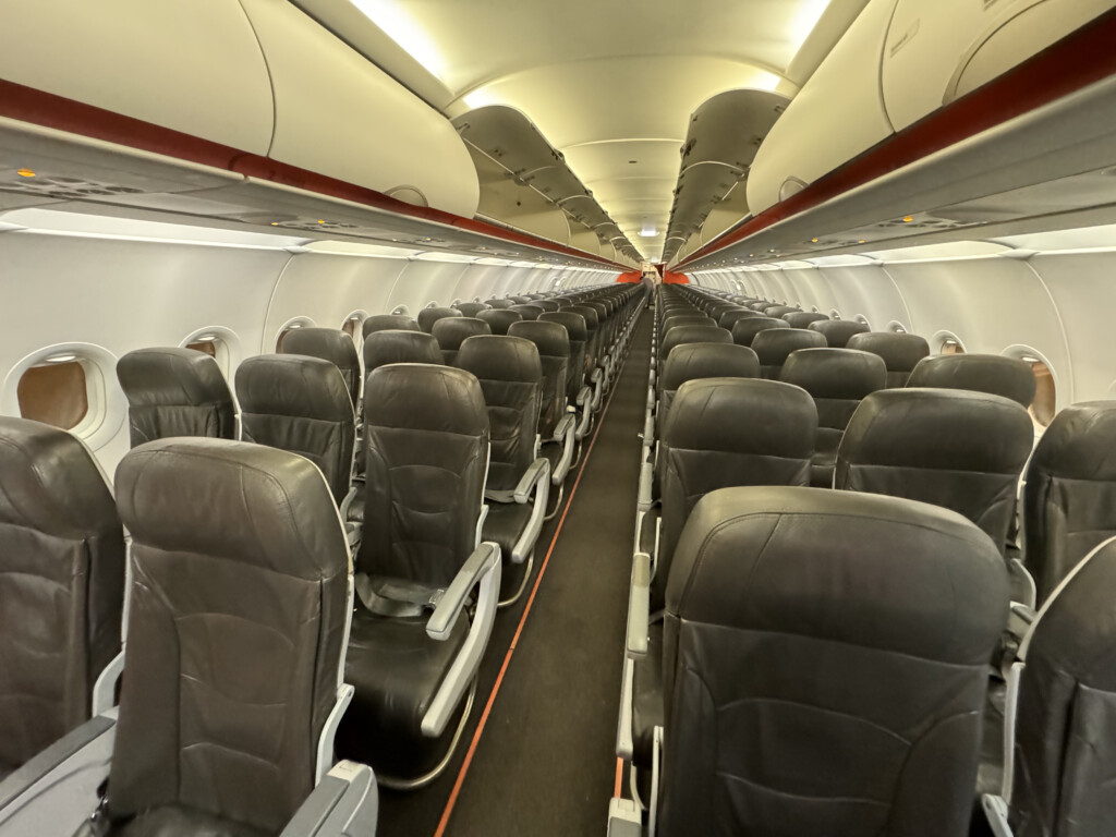 a row of seats on an airplane