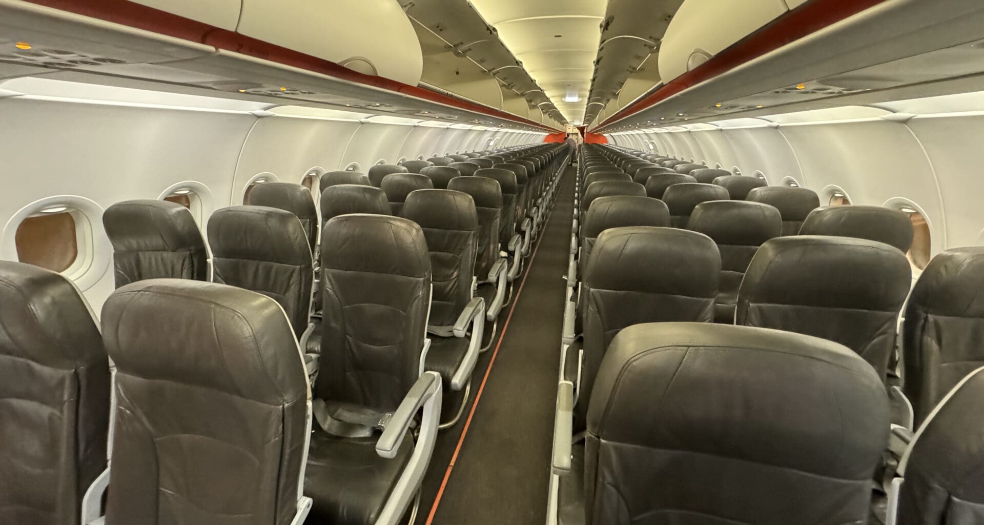 a row of seats on an airplane