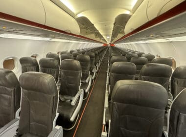a row of seats on an airplane