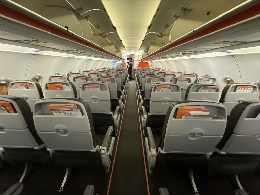 an airplane with rows of seats