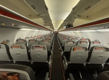 an airplane with rows of seats