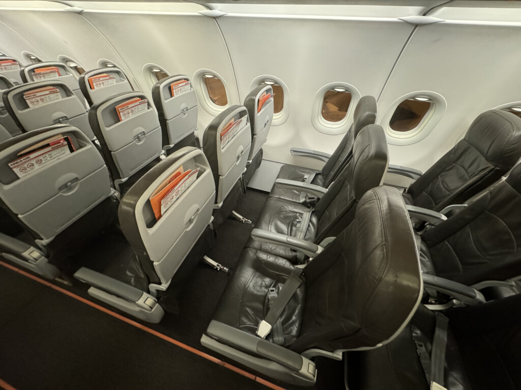 a row of seats in an airplane