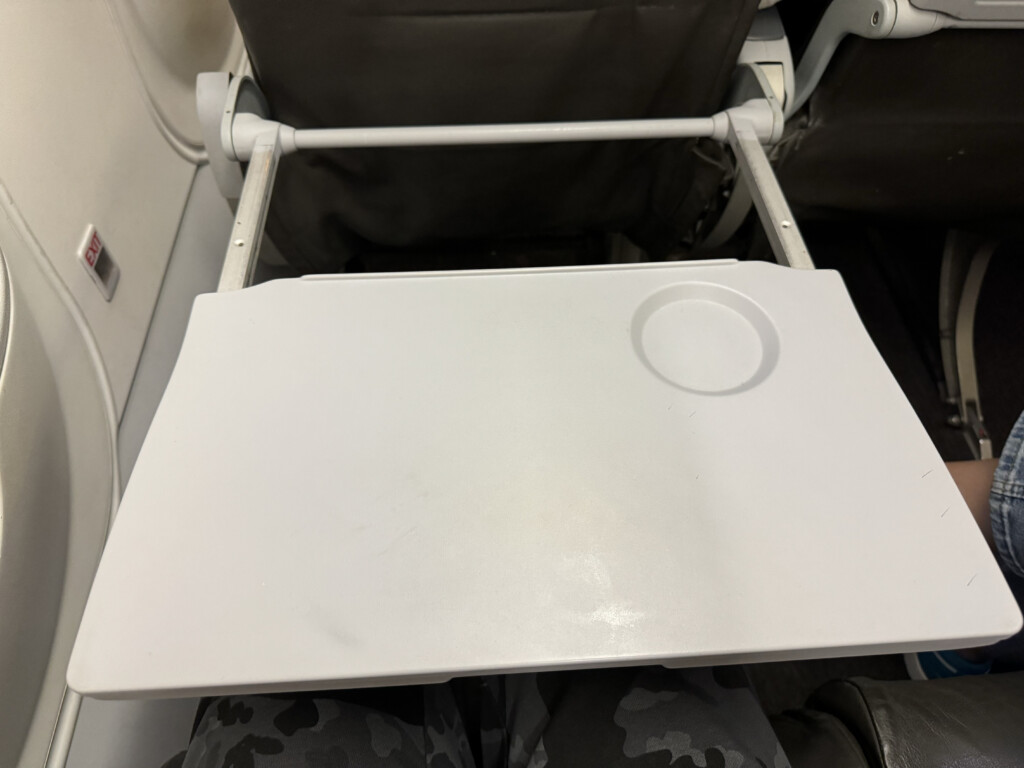 a tray on a plane