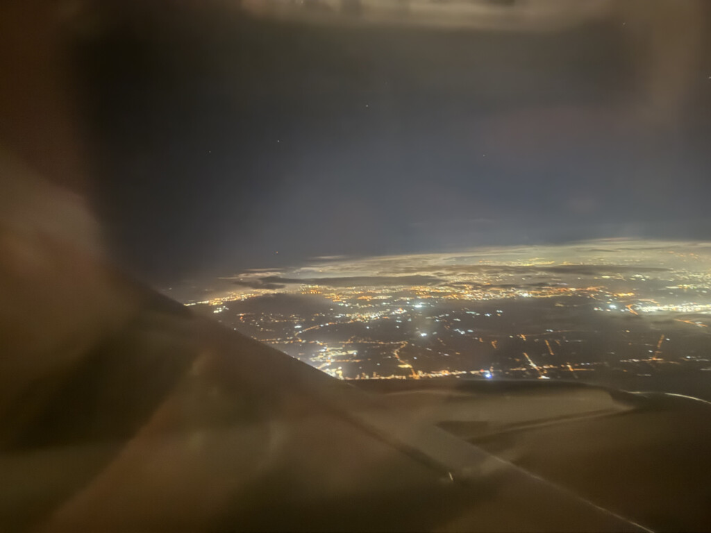 a view of a city from an airplane