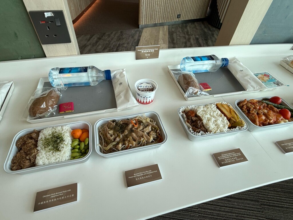 a trays of food on a table