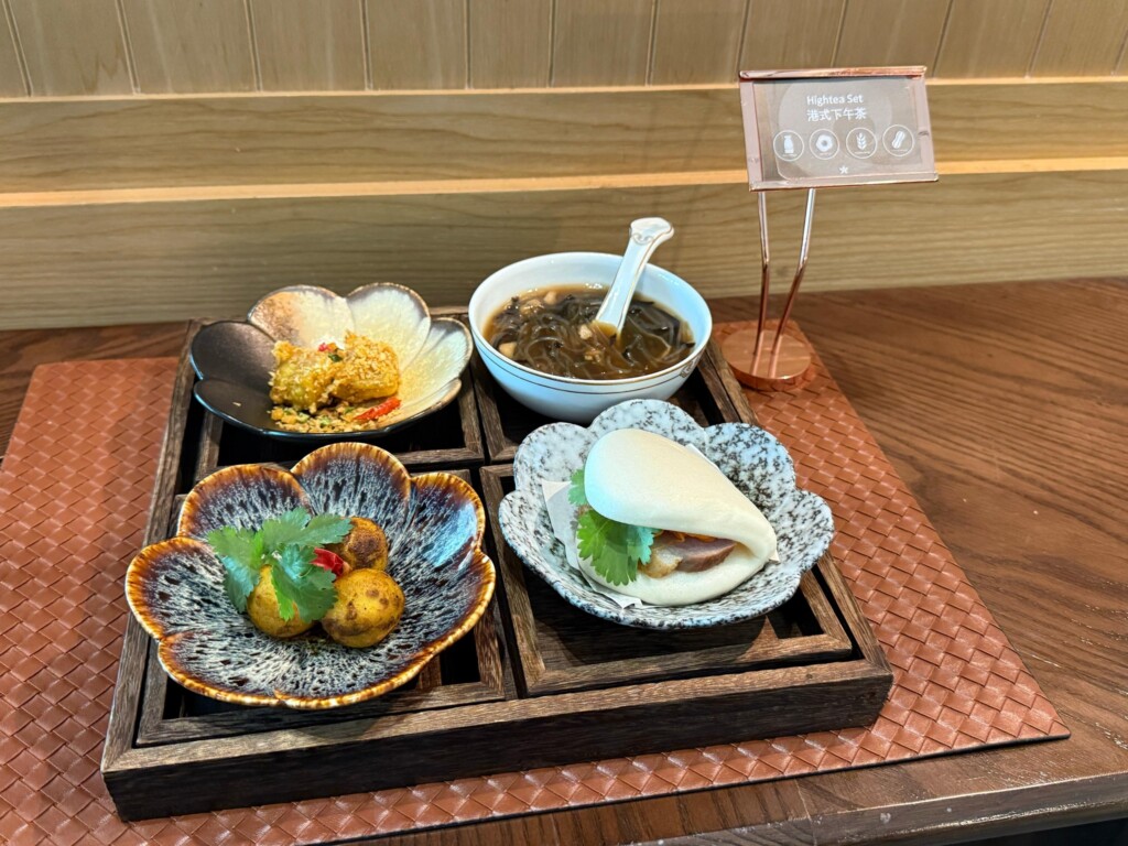a tray with food on it