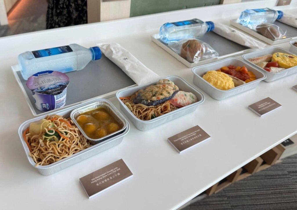 a trays of food on a table