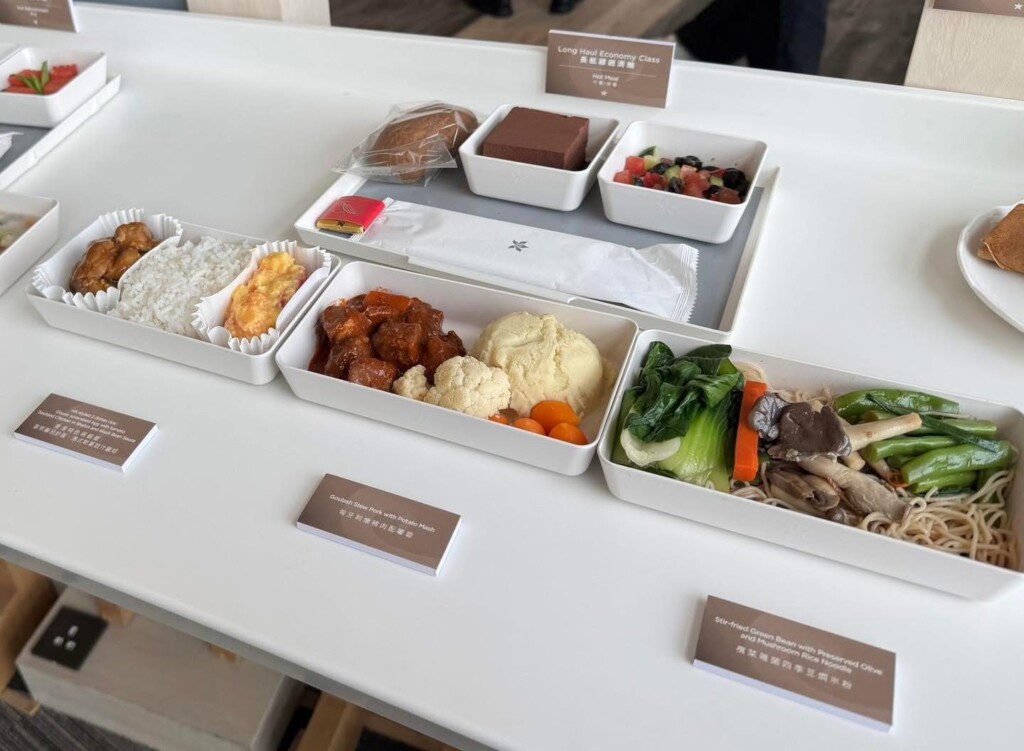a trays of food on a table