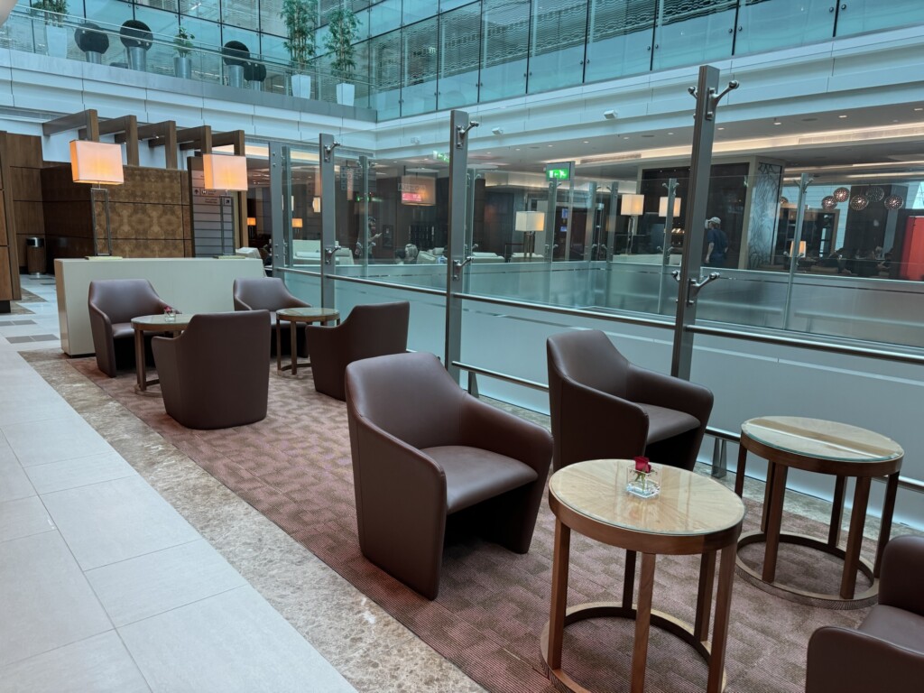 a room with chairs and tables