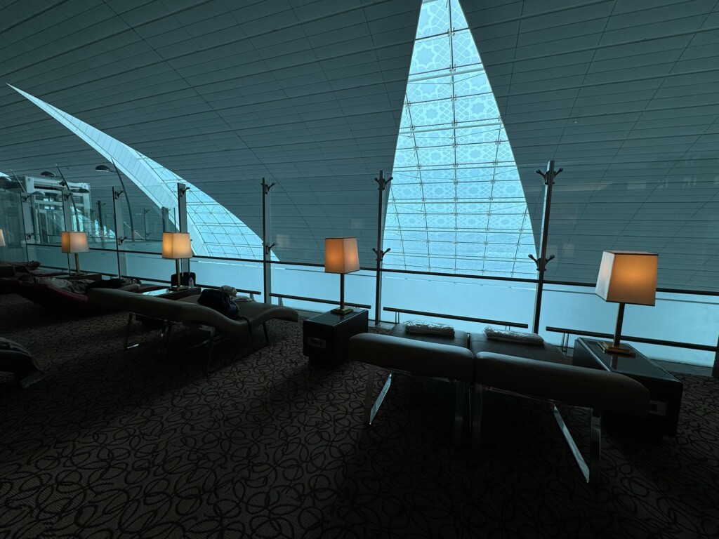 a room with a triangular window