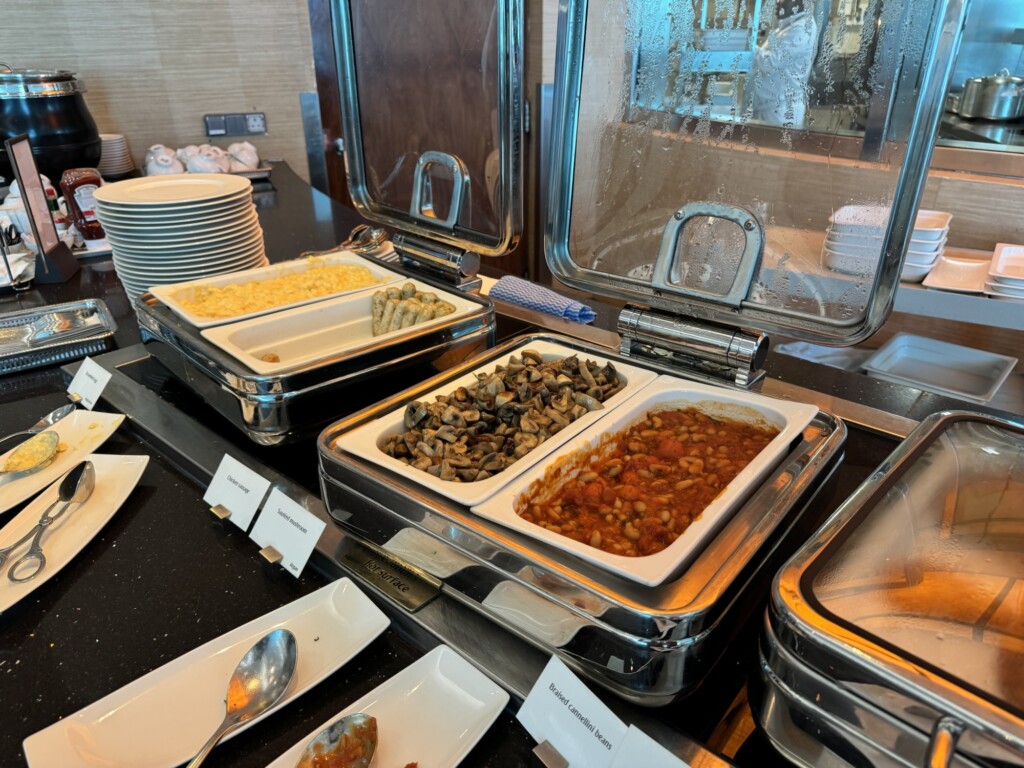 a buffet with food in containers