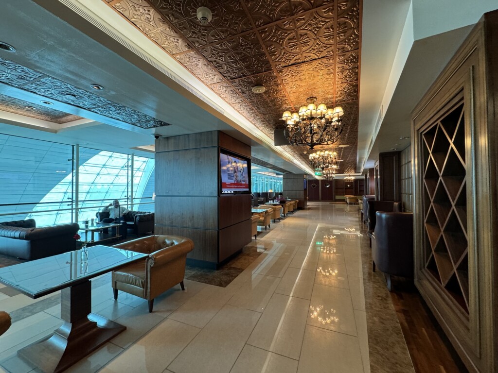 a room with a large ceiling and a large chandelier