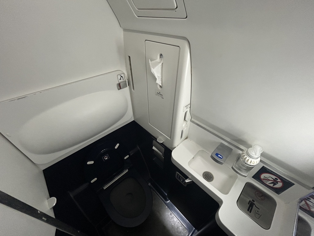 a toilet and sink in a plane