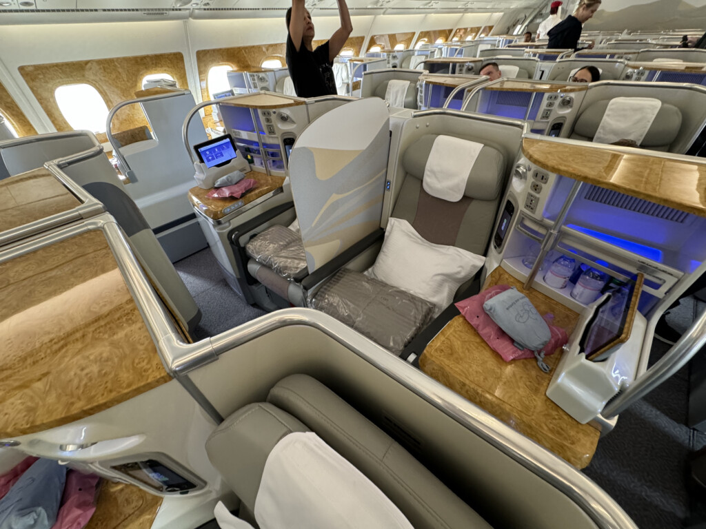 a group of people in an airplane