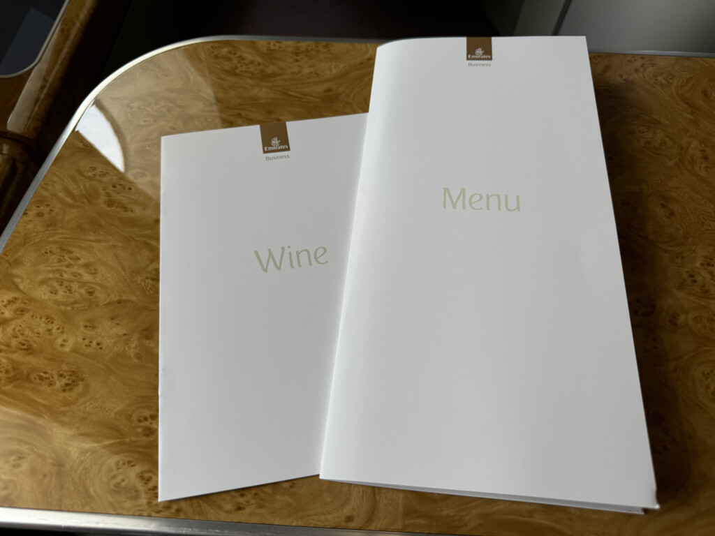 a white menu on a table