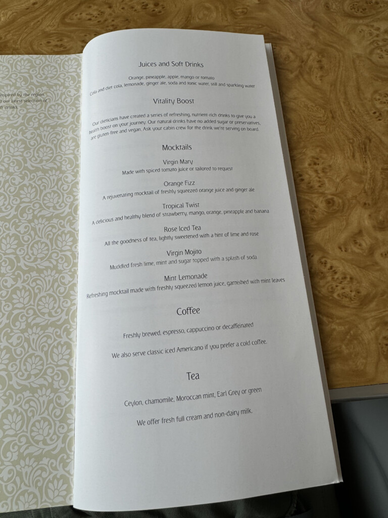 a menu on a table