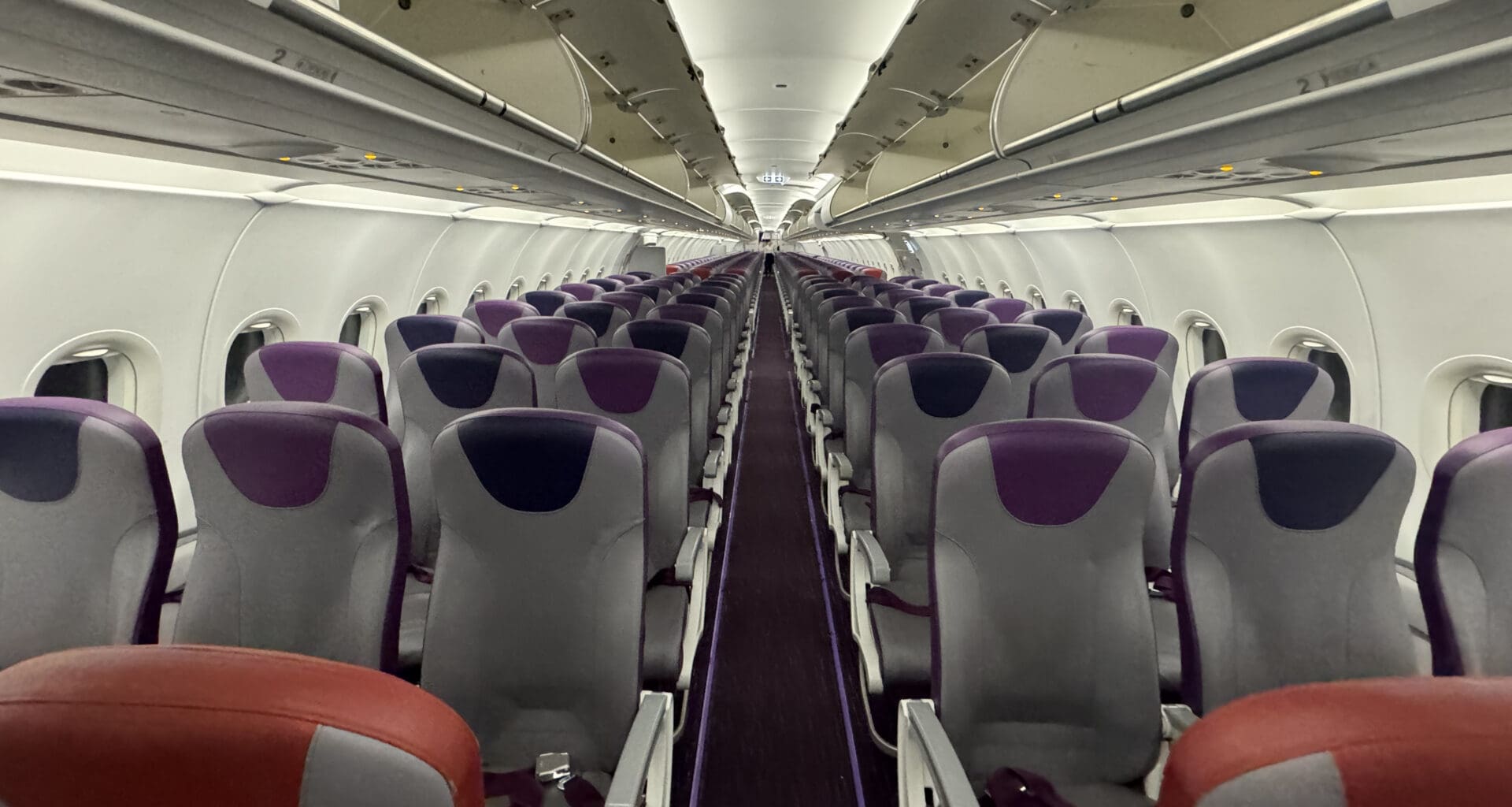 rows of seats in an airplane