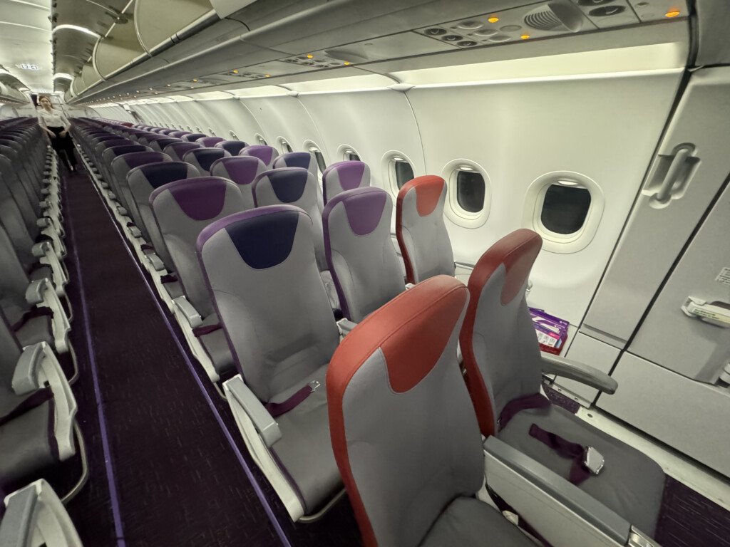 a row of seats in an airplane