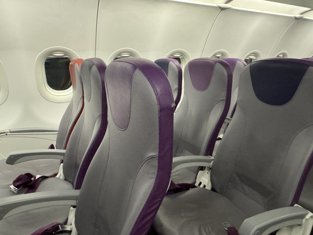 a row of seats in an airplane