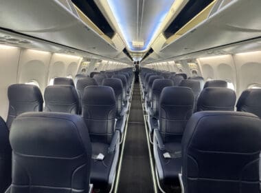 a row of seats in an airplane