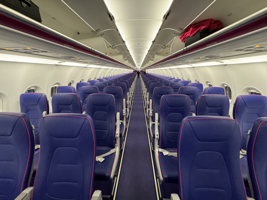a row of seats in an airplane