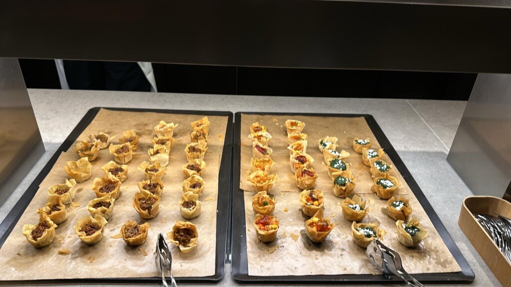 a trays of food on a table
