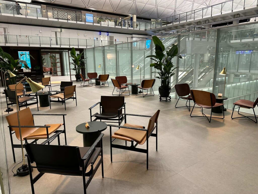 a room with chairs and tables