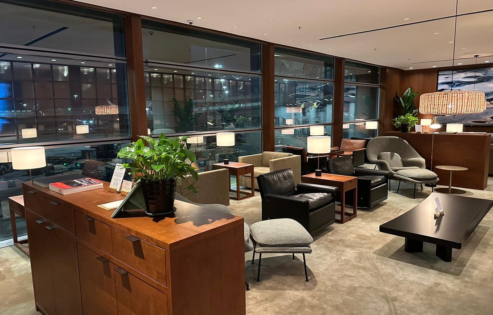 a room with a large window