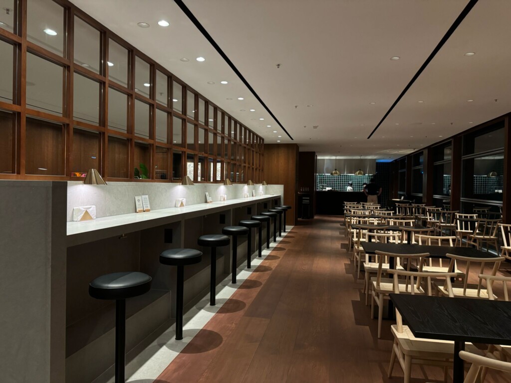 a room with tables and chairs