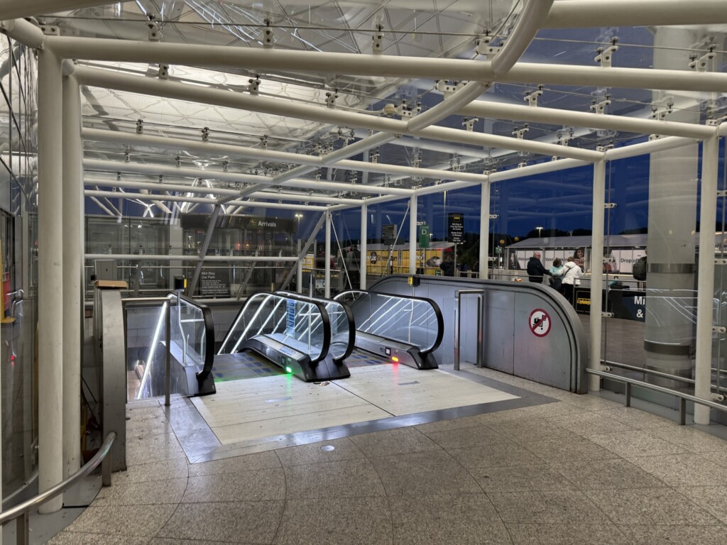 escalators in a building