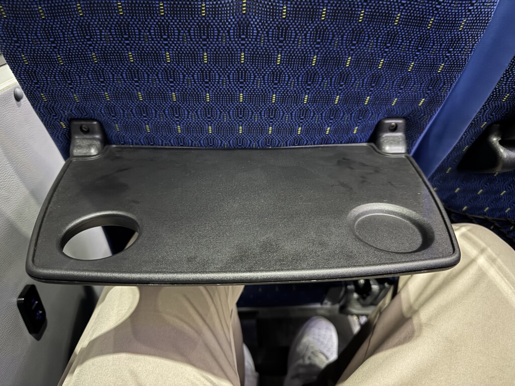 a black tray on a seat