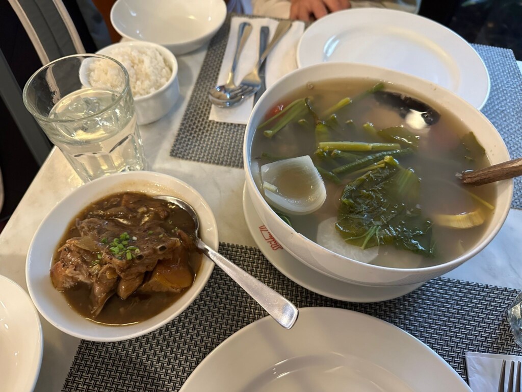 a bowl of soup and a bowl of soup on a table
