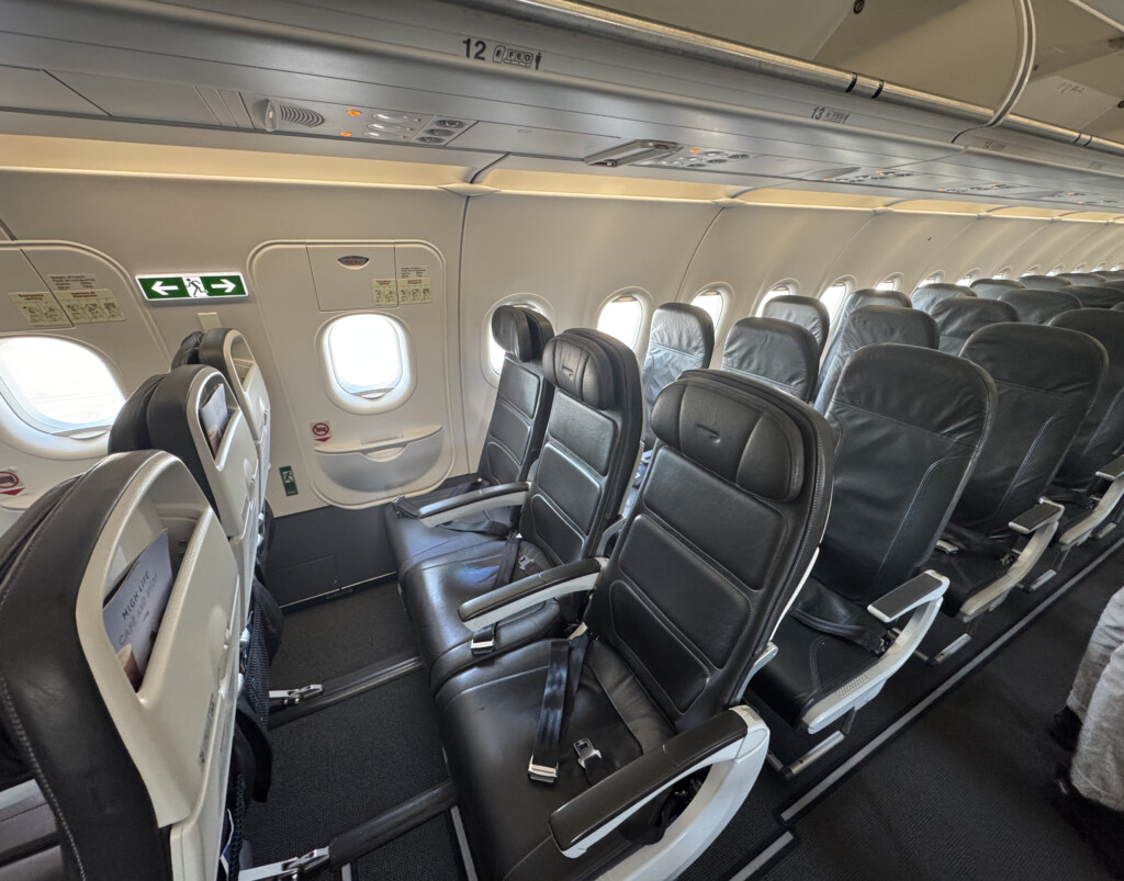 a row of seats in an airplane