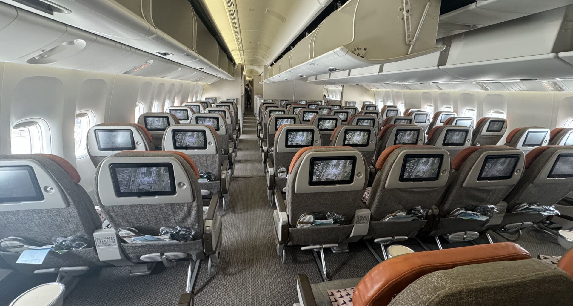 an airplane with rows of seats