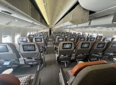 an airplane with rows of seats