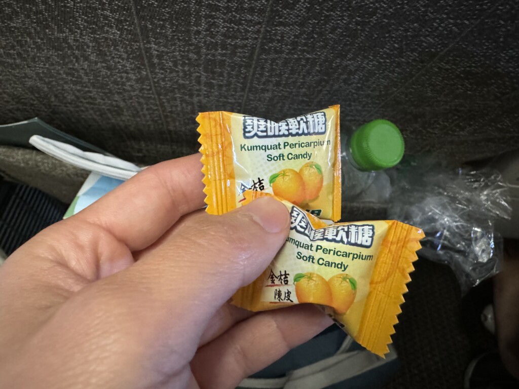 a hand holding two small packages of candy