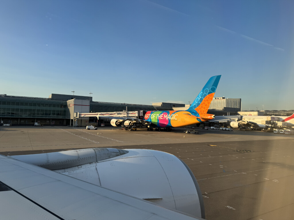 an airplane parked at an airport