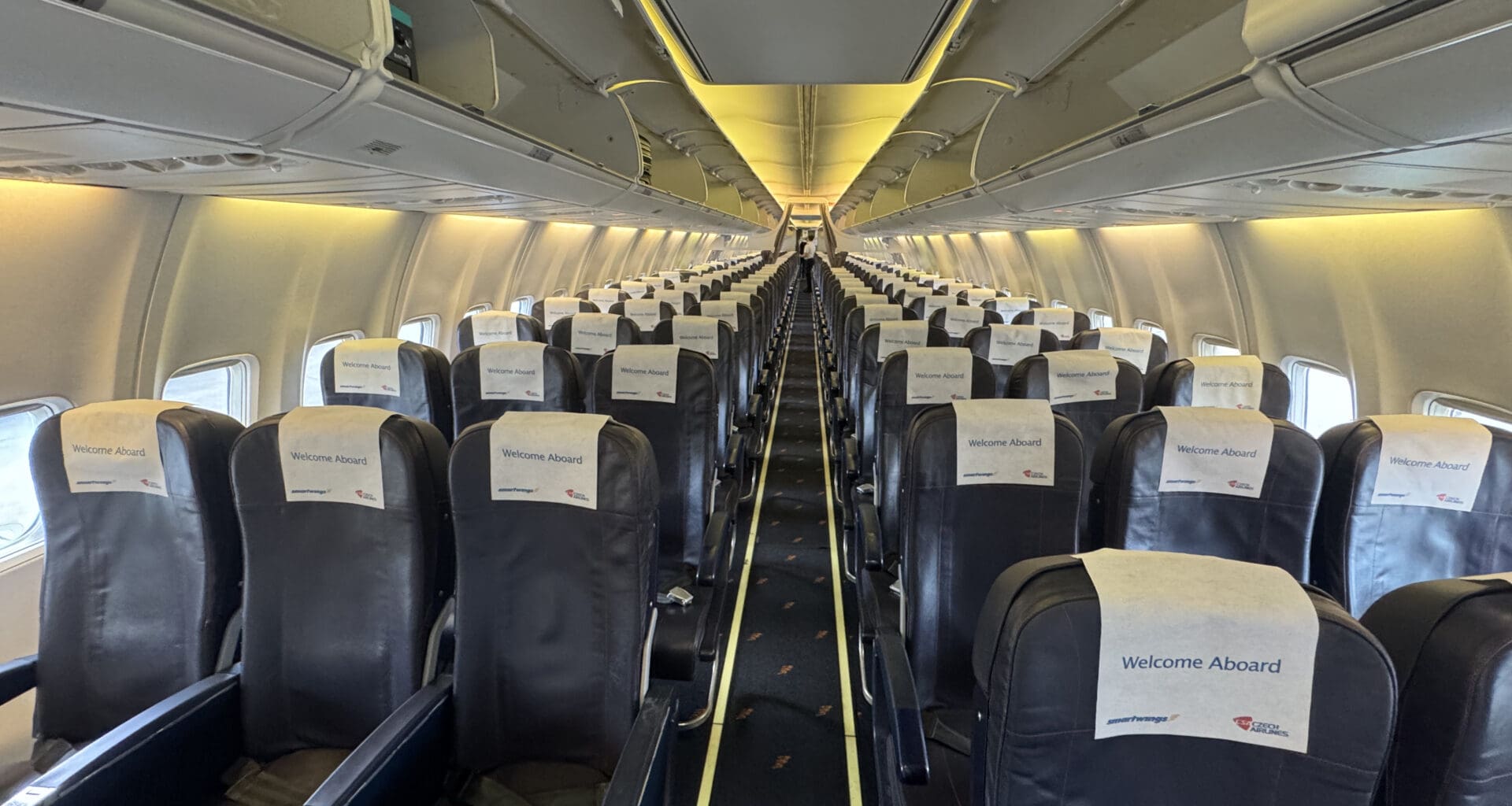 a row of seats on an airplane